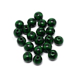 Wooden Beads, Plaid Beads, Printed, Round with Tartan Pattern, Dark Green, 16x14.5mm, Hole: 3.5mm(WOOD-WH0015-81A)