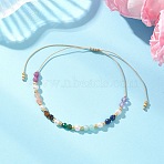 Chakra Natural Mixed Gemstone & Cultured Freshwater Pearl  Beads Braided Bead Bracelets for Women, Round, Inner Diameter: 3.35 inch(8.5cm)(BJEW-JB13220)