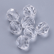 Transparent Acrylic Beads, Faceted, Round, Clear, 6x5.5mm, Hole: 1.3mm(X-TACR-Q257-6mm-V01)