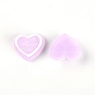 Resin Cabochons Accessories, Frosted, Imitation Berry Candy, Heart, Plum, 15x17x5.5mm(RESI-TAC0007-10C)