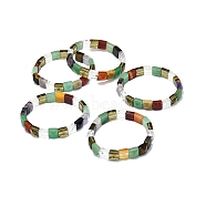 Natural Gemstone Rectangle Beaded Stretch Bracelet for Women, Inner Diameter: 2-1/8~2-1/4 inch(5.5~5.7cm)(BJEW-E379-06A)
