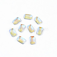 Glass Rhinestone Cabochons, Nail Art Decoration Accessories, Faceted, Rectangle Octagon, Clear AB, 5x3x1.5mm(MRMJ-N027-023A)