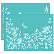 Self-Adhesive Silk Screen Printing Stencil, for Painting on Wood, DIY Decoration T-Shirt Fabric, Turquoise, Plants Pattern, 280x220mm(DIY-WH0338-104)