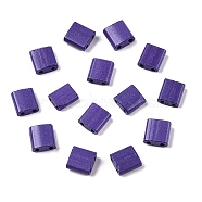 2-Hole Baking Paint Glass Seed Beads, Rectangle, Blue Violet, 5x4.5~5.5x2~2.5mm, Hole: 0.5~0.8mm(SEED-S023-17C-13)