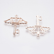Alloy Pendant, Wing with Key, Rose Gold, 39x35x2mm, Hole: 2.5mm(PALLOY-K106-01RG)