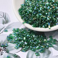 MIYUKI Half TILA Beads, Japanese Seed Beads, 2 Hole, (HTL179) Transparent Green AB, 5x2.3x1.9mm, Hole: 0.8mm, about 250pcs/bottle, 10g/bottle(SEED-JP0008-HTL0179)