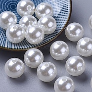 ABS Plastic Imitation Pearl Ball Beads, Round, White, 8mm, Hole: 2mm, about 1900pcs/pound(MACR-A004-8mm-01)