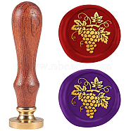 Wax Seal Stamp Set, Sealing Wax Stamp Solid Brass Head,  Wood Handle Retro Brass Stamp Kit Removable, for Envelopes Invitations, Gift Card, Grape, 83x22mm, Stamps: 25x14.5mm(AJEW-WH0208-1185)