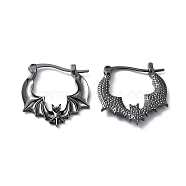 Alloy Bat Hoop Earrings for Women, Gunmetal, 25x24x3mm(EJEW-D058-01B)
