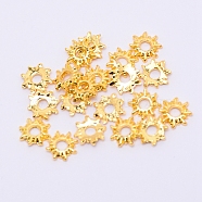 Alloy Cabochons, Epoxy Resin Supplies Filling Accessories, for Resin Jewelry Making, Sun, Golden, 8x1.5mm Thick, Hole:2.5(MRMJ-WH0070-08G)