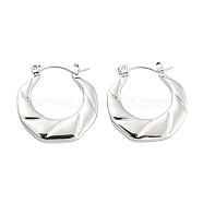 Twist Ring 304 Stainless Steel Hoop Earrings for Women, Stainless Steel Color, 24.5x24x2.5mm(EJEW-C067-04P)