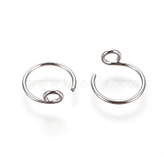 316 Surgical Stainless Steel Earring Hooks, with Horizontal Loop, Stainless Steel Color, 10.5x9.5~10x0.7mm, Hole: 2mm(X-STAS-E468-01P)