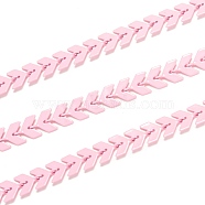 Spray Painted Brass Link Chains, Cobs Chains, Soldered, with Spool, Pink, 7x6x2mm, 32.8 Feet(10m)/roll(CHC-M021-02G)