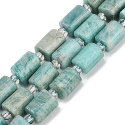 Natural Amazonite Beads Strands, Faceted, Column, with Seed Beads, 12x8mm, Hole: 1.2mm, about 26pcs/strand, 15.35''(39cm)(G-G162-D11-01)