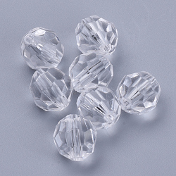 Transparent Acrylic Beads, Faceted, Round, Clear, 6x5.5mm, Hole: 1.3mm(X-TACR-Q257-6mm-V01)