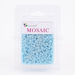 Glass Mosaic Tiles Cabochons, for Crafts Art, Imitation Jade, Square, Light Sky Blue, 4.8x4.8x3.5mm, about 200g/box(GLAA-G072-04A)