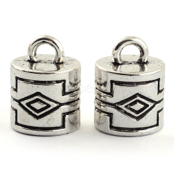Tibetan Style Alloy Cord Ends, End Caps, Cadmium Free & Lead Free, Antique Silver, 22x17mm, Hole: 4.5mm, Inner Diameter: 14.5mm(X-TIBEP-S300-28AS-RS)