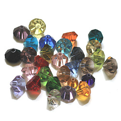 Imitation Austrian Crystal Beads, Grade AAA, Faceted, Diamond, Mixed Color, 9.5~10x7~8mm, Hole: 0.9~1mm(SWAR-F075-10mm-M)
