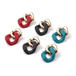Acrylic Stud Earrings, with Steel Pin, Twist Oval, Gold, 49mm, Pin: 0.7mm, 3pairs/set(EJEW-JE04582)