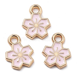 Alloy Enamel Charms, Golden, Flower Charm, Lavender Blush, 12x9x1.5mm, Hole: 1.8mm(ENAM-S022-01G)