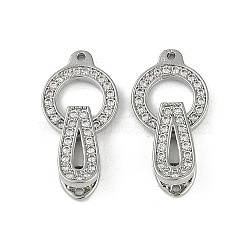 Brass Clear Cubic Zirconia Fold Over Clasps, Platinum, 23mm(KK-Z078-09P)