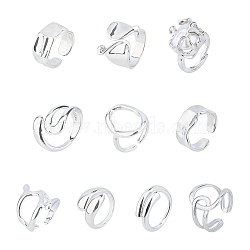 10Pcs 10 Style Alloy & Titanium Steel Open Cuff Ring, Teardrop & Twist & Knot, Platinum, Inner Diameter: 14.5~19.3mm, 1Pc/style(RJEW-FI0001-13)