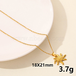 304 Stainless Steel Sun Pendant Necklace, Cable Chain Necklaces for Women(JY7792-12)