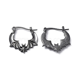 Alloy Bat Hoop Earrings for Women, Gunmetal, 25x24x3mm(EJEW-D058-01B)