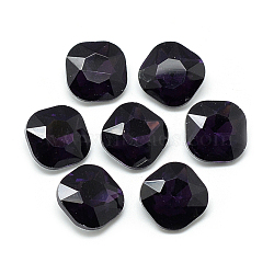 Pointed Back Glass Rhinestone Cabochons, Faceted, Back Plated, Square, Purple, 10x10x4.5mm(RGLA-T032-10x10mm-17)