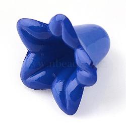 Opaque Acrylic Beads, Trumpet Flower Beads, Flower, Royal Blue, 17x17x12mm, Hole: 1.5mm, about 775pcs/500g(SACR-Q149-C32)
