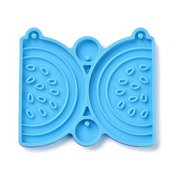 DIY Pendant Silicone Molds, for Earring Making, Resin Casting Molds, For UV Resin, Epoxy Resin Jewelry Making, Watermelon, Deep Sky Blue, 51x58x3.5mm, Hole: 2mm, Inner Diameter: 10mm & 49x27mm(DIY-H154-06F)