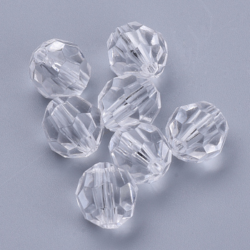 Transparent Acrylic Beads, Faceted, Round, Clear, 6x5.5mm, Hole: 1.3mm