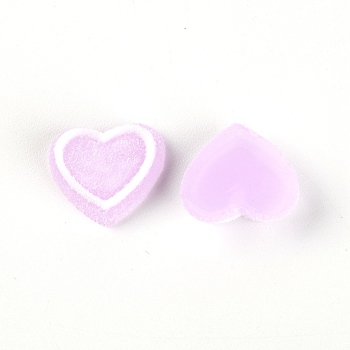 Resin Cabochons Accessories, Frosted, Imitation Berry Candy, Heart, Plum, 15x17x5.5mm