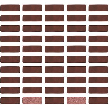 Leather Blank Labels, Rectangle, for DIY Clothes, Bag, Hat, Coconut Brown, 50x18x2mm
