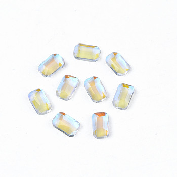 Glass Rhinestone Cabochons, Nail Art Decoration Accessories, Faceted, Rectangle Octagon, Clear AB, 5x3x1.5mm