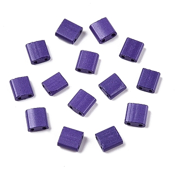 2-Hole Baking Paint Glass Seed Beads, Rectangle, Blue Violet, 5x4.5~5.5x2~2.5mm, Hole: 0.5~0.8mm