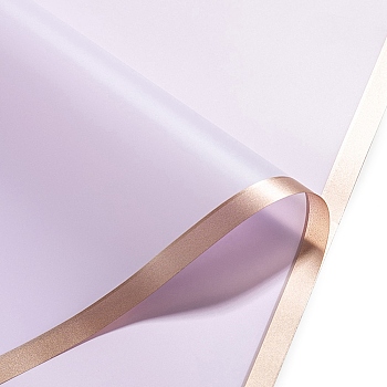 20 Sheets Gold Edge Waterproof PVC Gift Wrapping Paper, Square, Folded Flower Bouquet Wrapping Paper Decoration, Lilac, 580x580mm