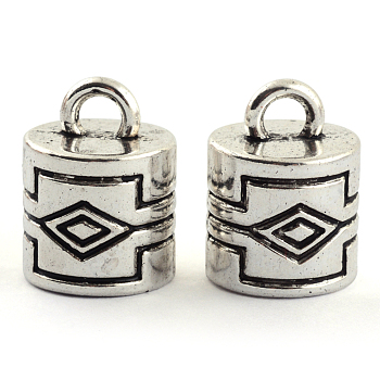 Tibetan Style Alloy Cord Ends, End Caps, Cadmium Free & Lead Free, Antique Silver, 22x17mm, Hole: 4.5mm, Inner Diameter: 14.5mm