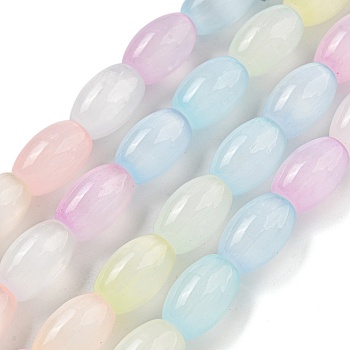 Macaron Color Natural Selenite Beads Strands, Dyed, Rice, Mixed Color, 13x8.5mm, Hole: 1.4mm, about 62pcs/strand, 33.46''(85cm)