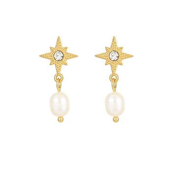 Stainless Steel Earrings with Pearl, Star