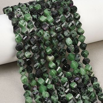 Natural Ruby in Zoisite Beads Strands, Faceted, Twist, 6~6.5x5x5mm, Hole: 1mm, about 58~61pcs/strand, 14.17''~14.69''(36~37.3cm)