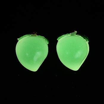 Luminous Resin Cabochons, Imitation Fruit, Glow in the Dark, Peach, 21x26.5x21.5mm