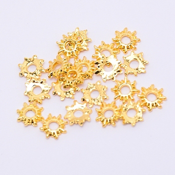 Alloy Cabochons, Epoxy Resin Supplies Filling Accessories, for Resin Jewelry Making, Sun, Golden, 8x1.5mm Thick, Hole:2.5