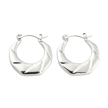 Twist Ring 304 Stainless Steel Hoop Earrings for Women, Stainless Steel Color, 24.5x24x2.5mm