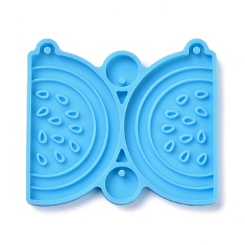 DIY Pendant Silicone Molds, for Earring Making, Resin Casting Molds, For UV Resin, Epoxy Resin Jewelry Making, Watermelon, Deep Sky Blue, 51x58x3.5mm, Hole: 2mm, Inner Diameter: 10mm & 49x27mm