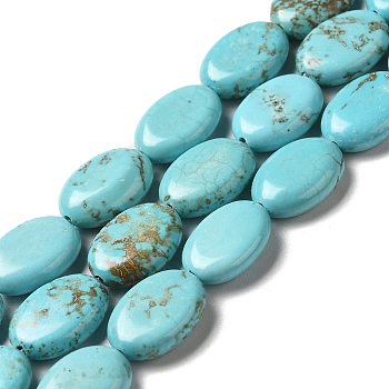 Natural Howlite Beads Strands, Dyed, Oval, Turquoise, 14x10.5x4.5mm, Hole: 1mm, about 28pcs/strand, 15.43 inch(39.2cm)