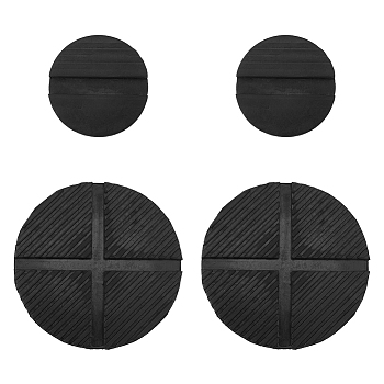 4Pcs 2 Style Rubber Jack Pad Adapter for Jack Stand, Slotted Frame Rail Pinch Weld Protector, Flat Round, Black, 71~126.5x26~34mm, 2pcs/style