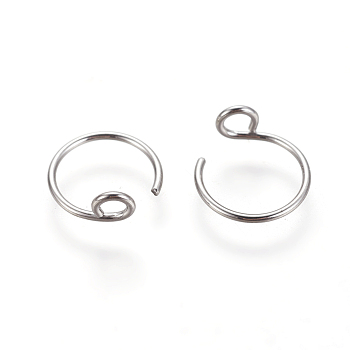 316 Surgical Stainless Steel Earring Hooks, with Horizontal Loop, Stainless Steel Color, 10.5x9.5~10x0.7mm, Hole: 2mm