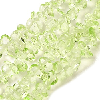 Transparent Glass Beads Strands, Imitation Gemstone, Nuggets, Green Yellow, 2.5~4x3~12x2~4mm, Hole: 0.5mm, 30.71''(78cm)