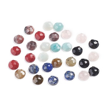 Natural & Synthetic Mixed Stone Cabochons, Half Round/Dome, Faceted, 7~8x3.5mm